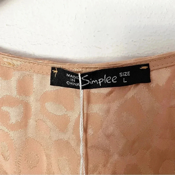 NWT Simplee Midi Animal Print Wrap Asymmetric Dress Size Large in Gold - Picture 7 of 13